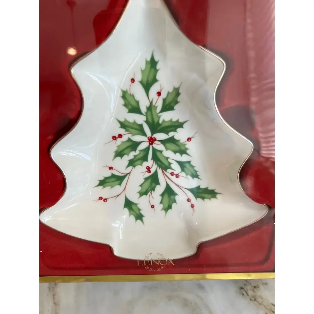 Lenox Holiday Holly Tree Candy Dish